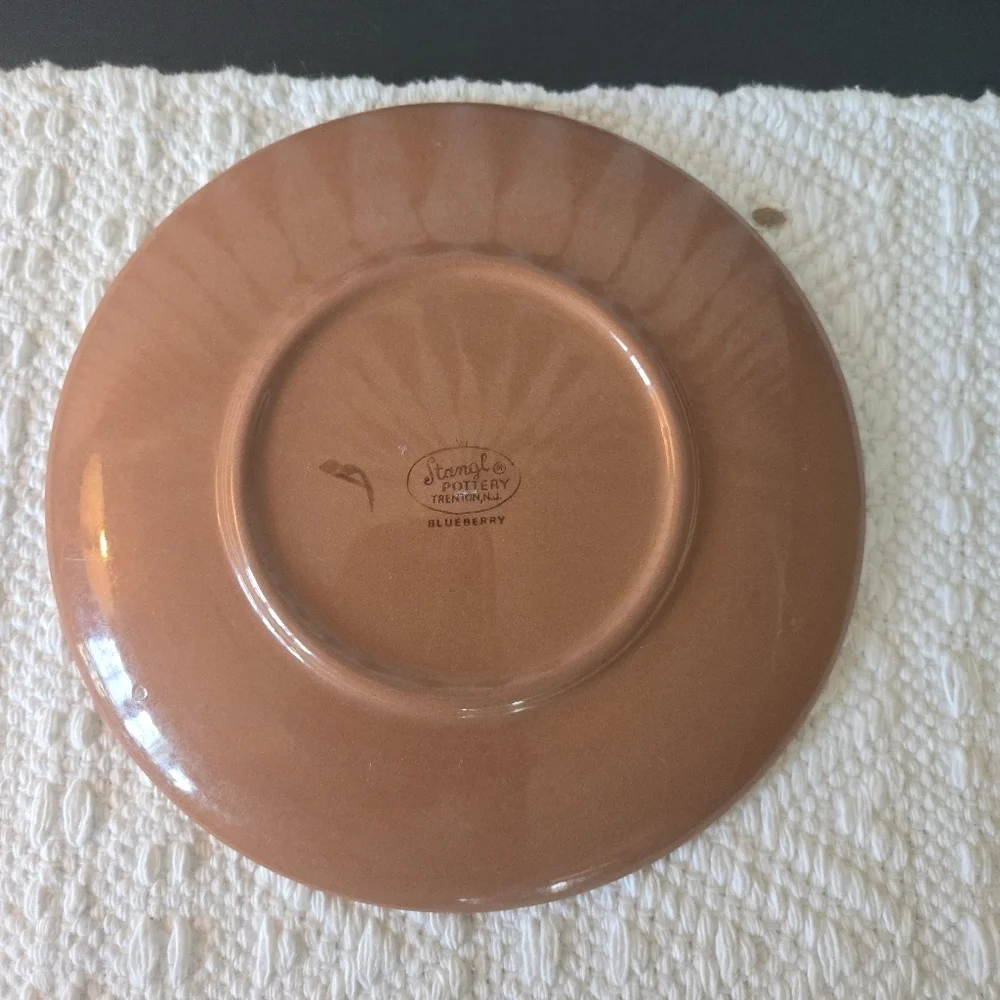 STANGL Vintage 5 Pottery Blueberry Yellow Glazed 6